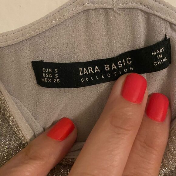 Like New Zara Iridescent Champagne Shimmer Delicate Strappy Midi Dress - Picture 11 of 12